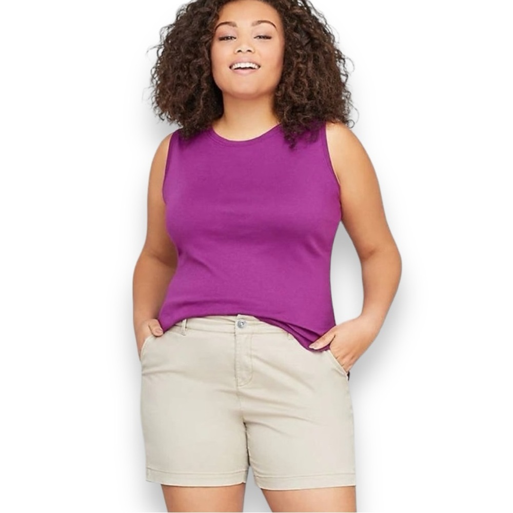 (NWT)‎ Lane Bryant Girlfriend Chino Shorts Cobblestone Khaki - Women's Size 28